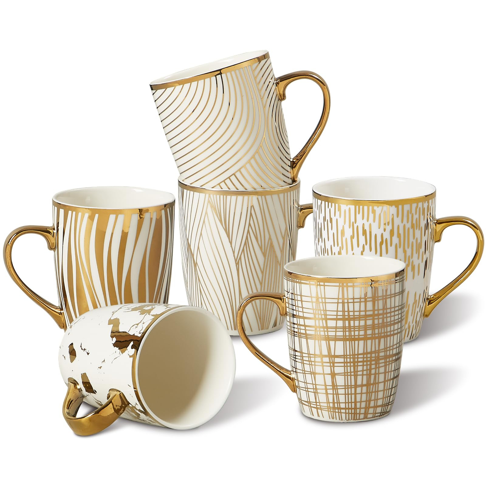 Amazon.com: ONEMORE Coffee Mugs 18oz - Gold-Plated Ceramic Mugs for Latte, Hot Tea, Cappuccino, M... | Amazon (US)