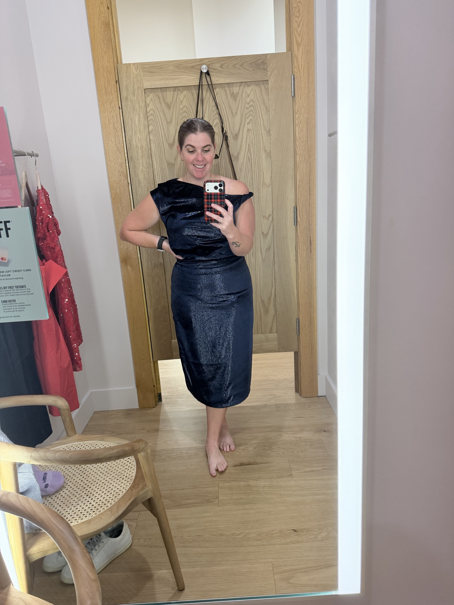 In need of a NYE party dress?! 

This navy blue dress from Loft is gorgeous! I love the color, love the asymmetrical neckline and love the touch of sparkle the dress has! The dress is currently 50% off, making it $55! The dress runs TTS and you can opt to pick it up in store! 

#LTKFindsUnder100 #LTKHoliday #LTKSaleAlert