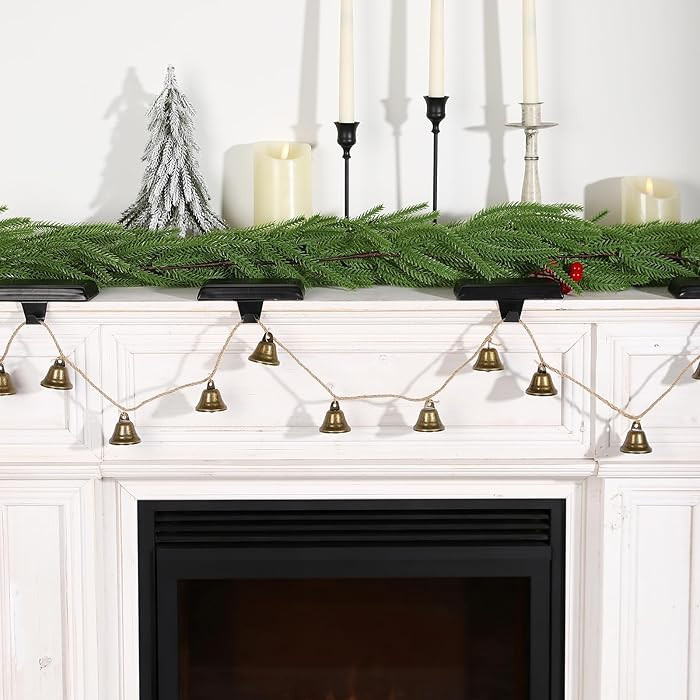 Christmas Decorations-Rustic Bells Garland for Xmas Tree Mantel Window Fireplace Home Wall Decor | Amazon (US)