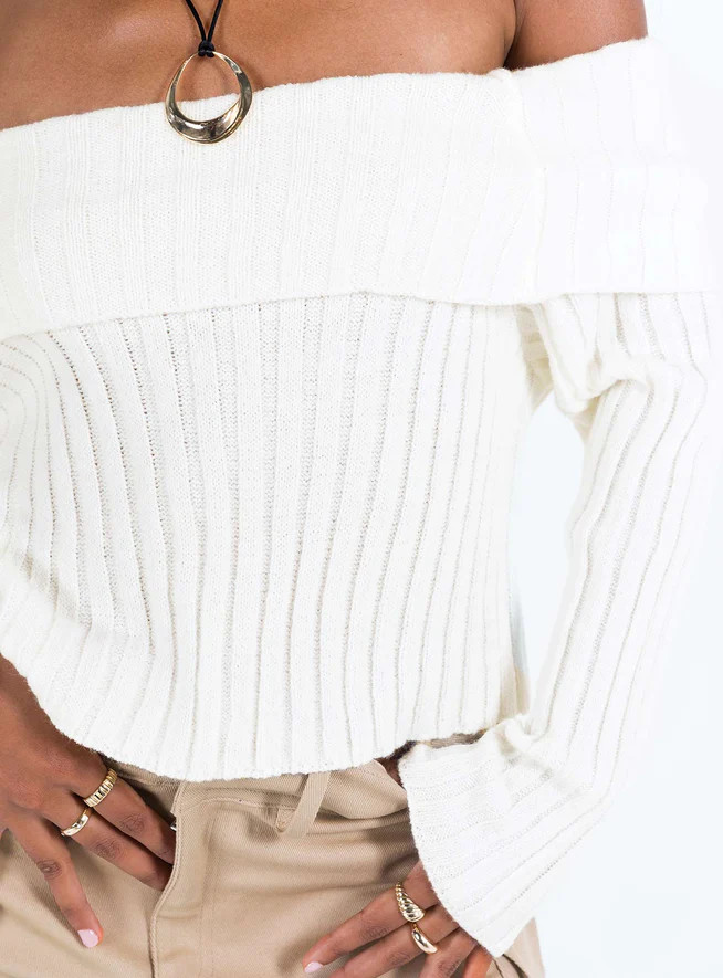 Rossetto Knit Sweater White | Princess Polly US