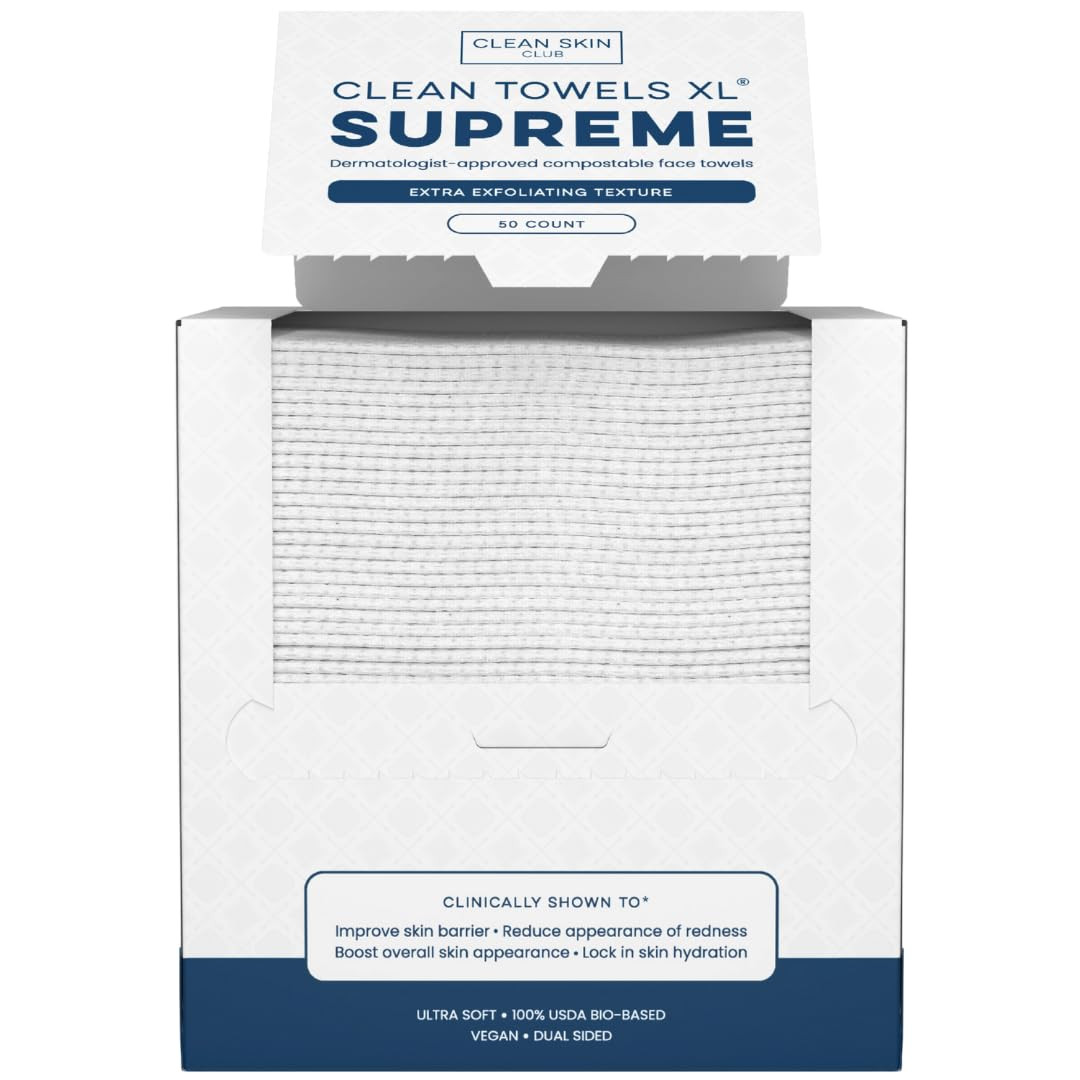 Clean Skin Club Clean Towels XL® Supreme, 100% USDA Biobased Face Towel, Disposable Face Towelet... | Amazon (US)