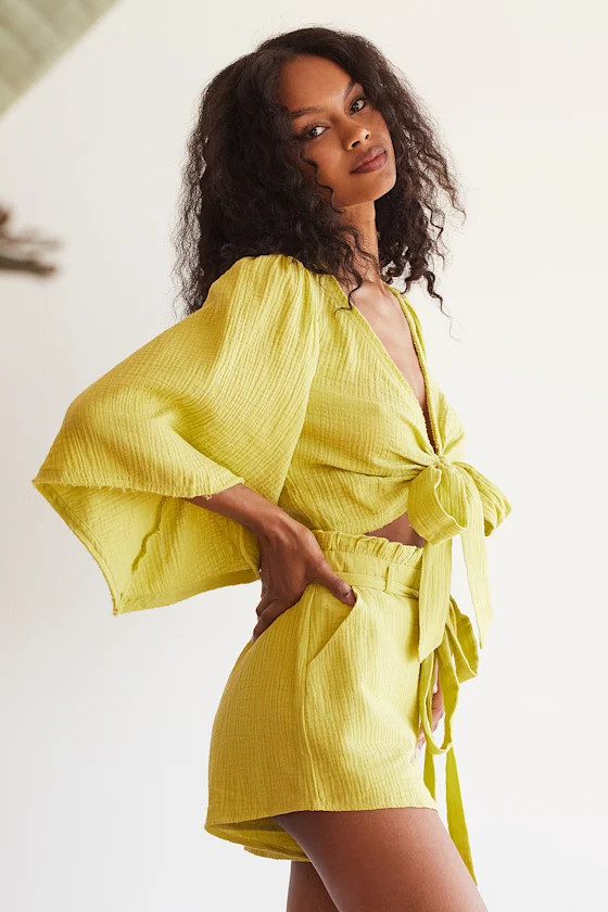 Friendship Lime Green Tie-Front Crop Top | Lulus (US)