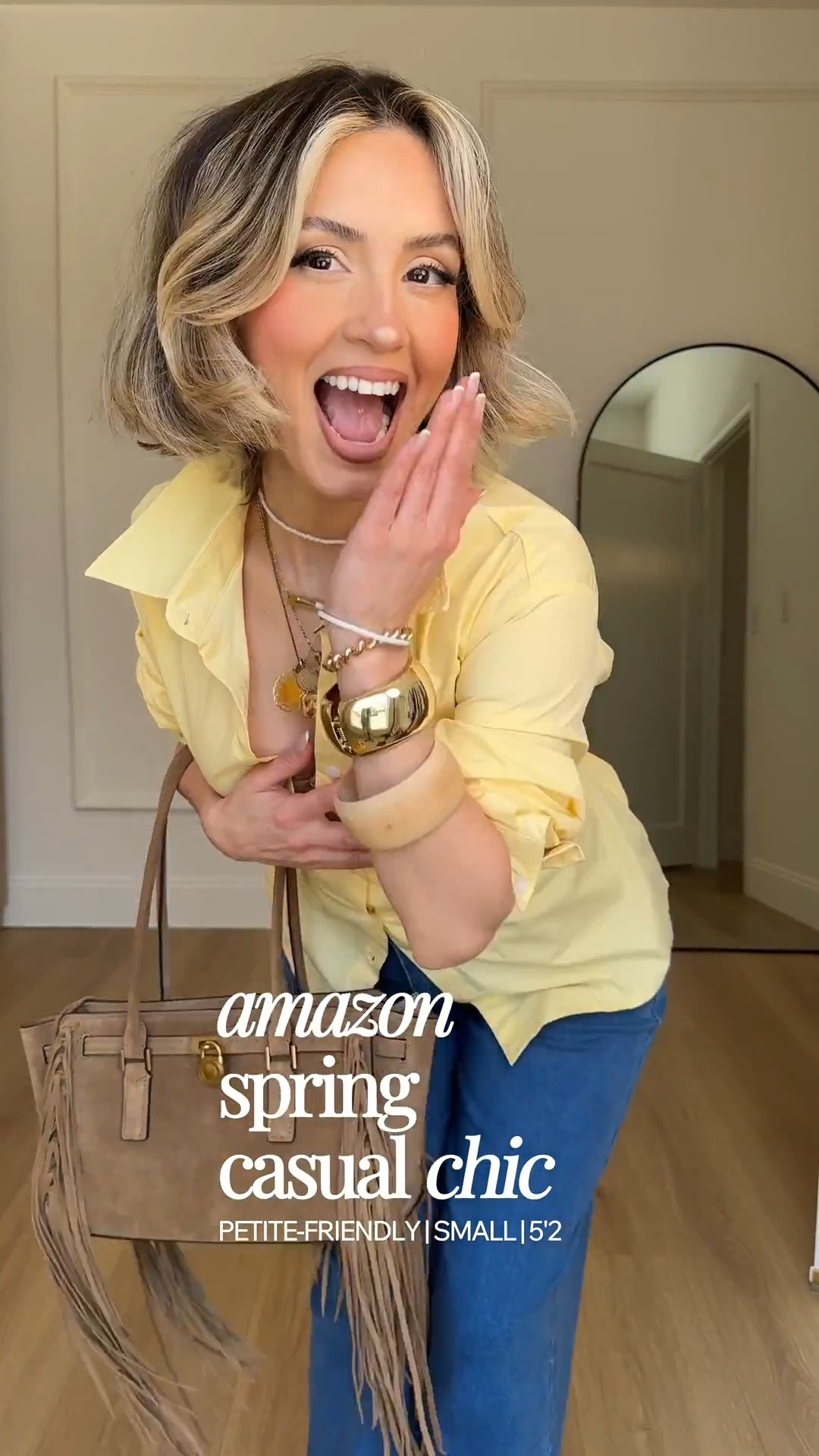 Amazon early spring casual chic outfits ✨🥰

Size small in tops 
Small or size 4 in jeans - both have excellent stretch! 
XS in dress 

#LTKU #LTKootd #LTKgrwm