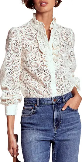 Sasha Sheer Lace Button-Up Shirt | Nordstrom