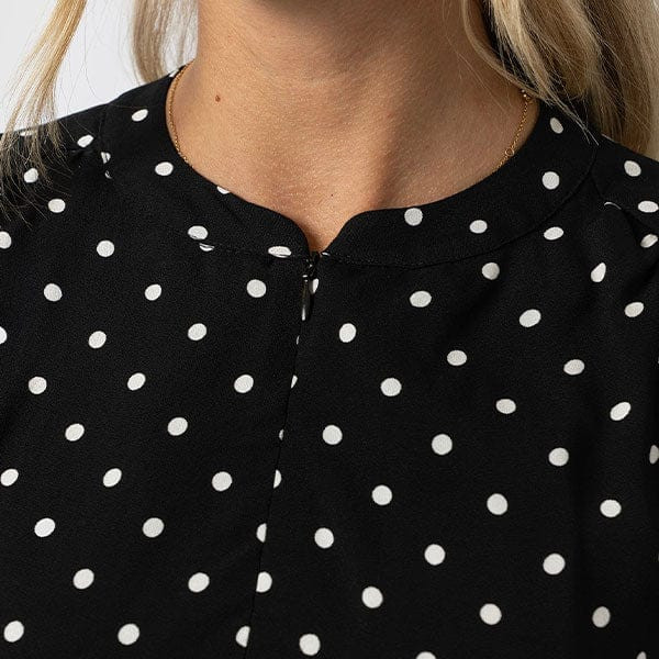 Adaline Zip Up Dress - Black Polka Dot | Saint + Sofia