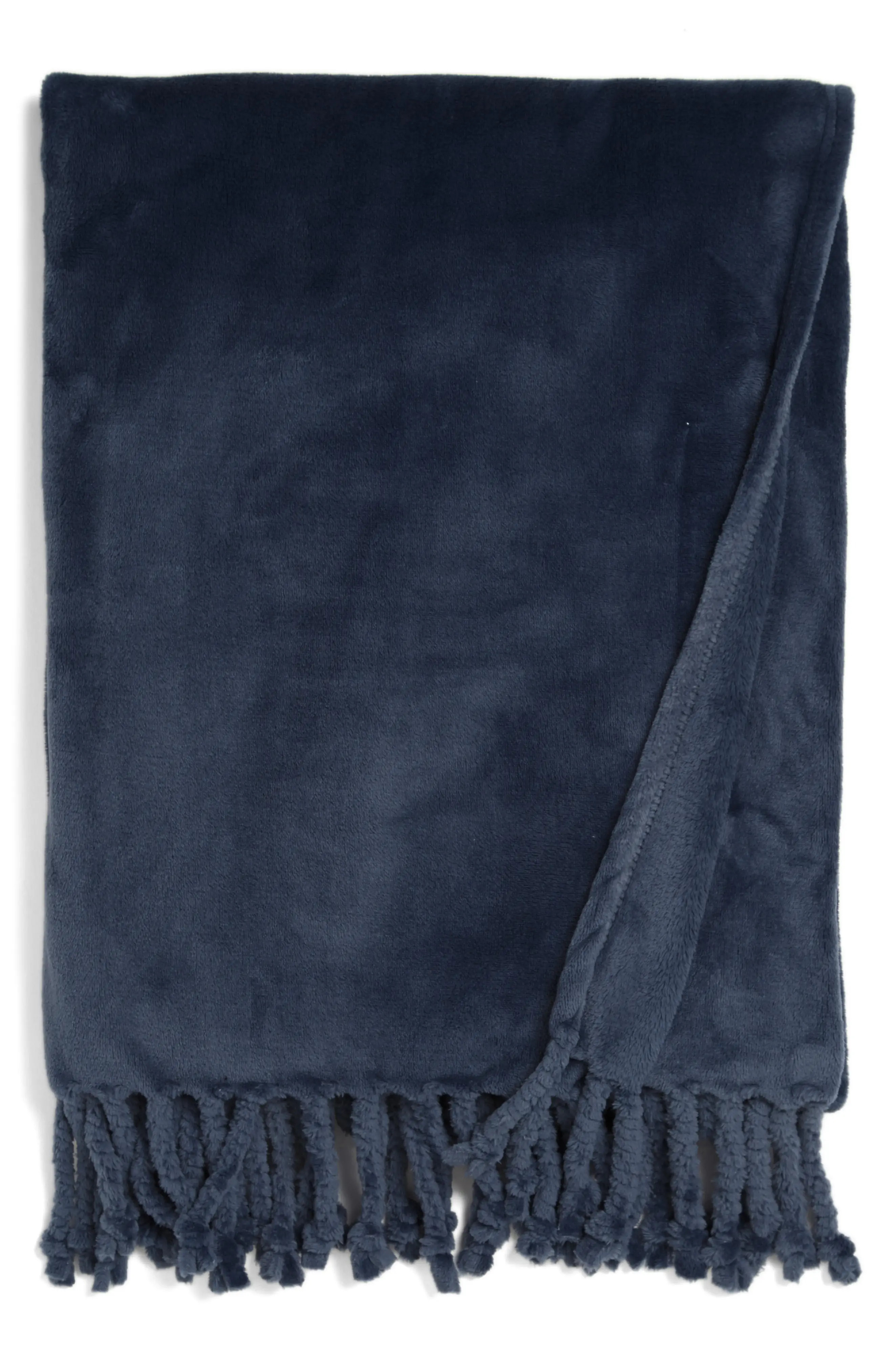 Nordstrom Bliss Plush Throw in Navy Blue at Nordstrom | Nordstrom