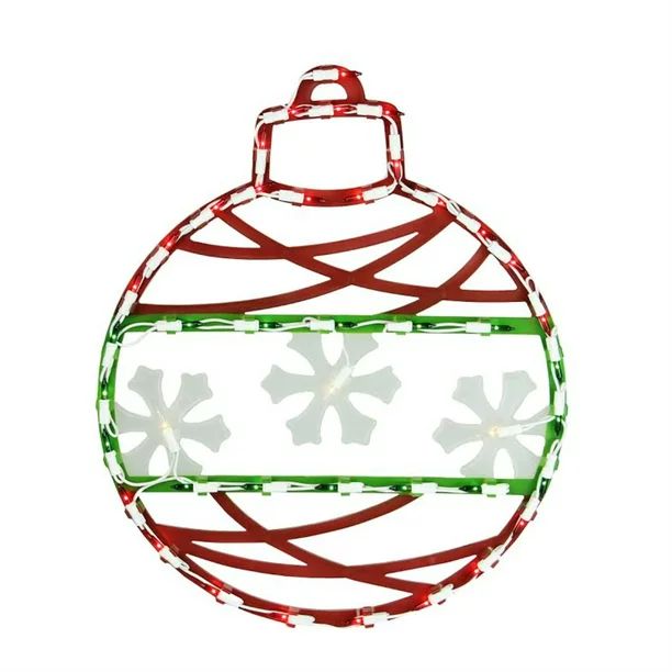 17" Red Green and White Lighted Christmas Ornament Window Silhouette Decoration - Walmart.com | Walmart (US)
