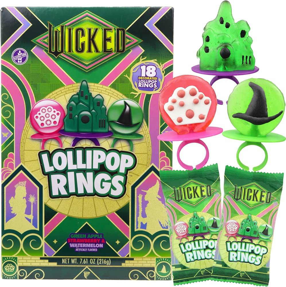 Wicked Lollipop Rings, Individually Wrapped Fruit Flavored Candy, Perfect Party Treats, 18 Count | Amazon (US)