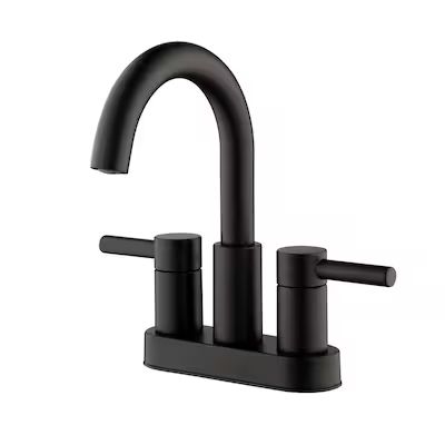 allen + roth Harlow Matte Black 2-handle 4-in centerset WaterSense Mid-arc Bathroom Sink Faucet w... | Lowe's