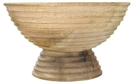 Creative Co-Op DF2440 Ridged Mango Wood Footed Bowl, Brown | Amazon (US)