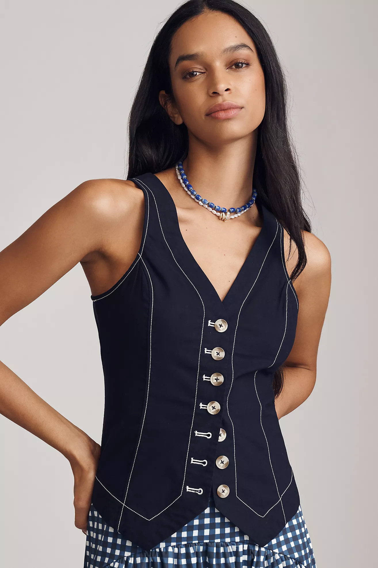 By Anthropologie Slim Button-Front Vest | Anthropologie (US)