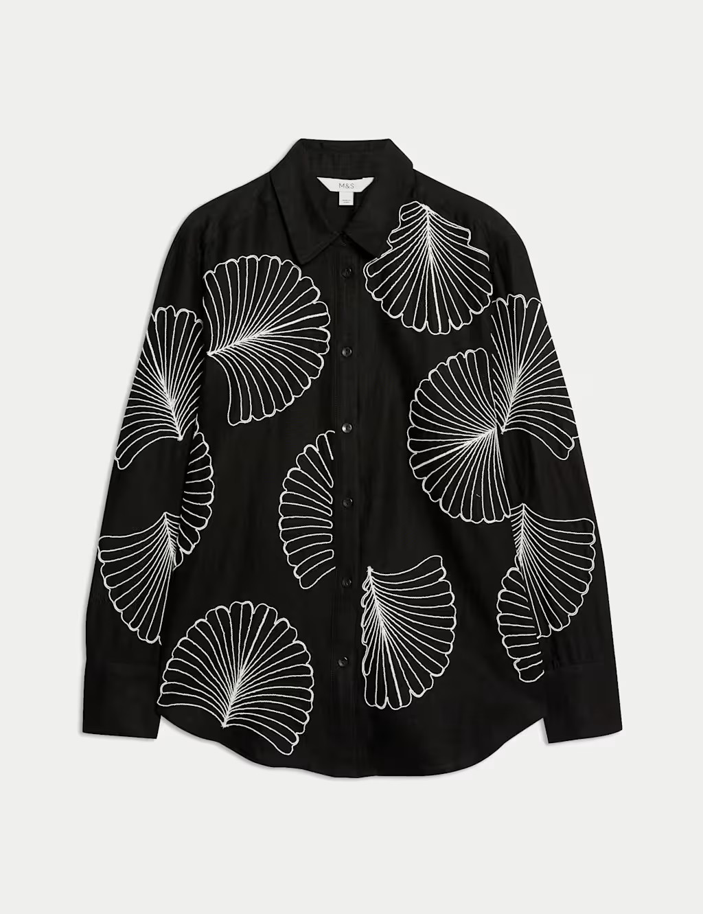 Linen Rich Embroidered Collared Relaxed Shirt | Marks & Spencer (UK)