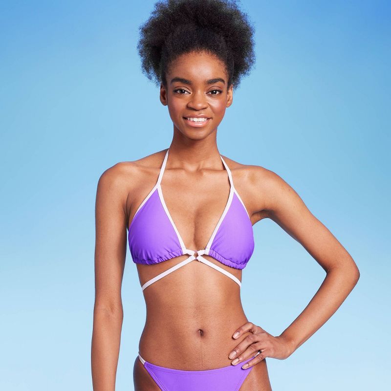 Women's Strappy Ring Front Triangle Bikini Top - Wild Fable™ Purple | Target