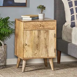 Lytle Boho Handcrafted Mango Wood Nightstand with Storage by Christopher Knight Home | Bed Bath & Beyond