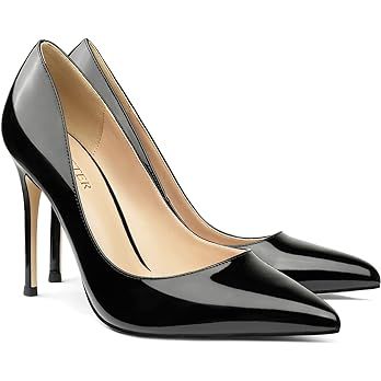 COLETER Women's 4 Inch Pumps Pointy Toe Wedding Dress Shoes Slip on Stiletto Pumps | Amazon (US)