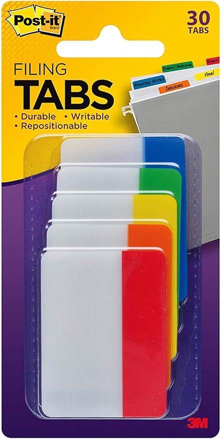 Post-it Tabs, 2 in, Solid, Assorted Colors, 6 Tabs/Color, 5 Colors, 30 Tabs/Pack (686-ROYGB) | Amazon (US)