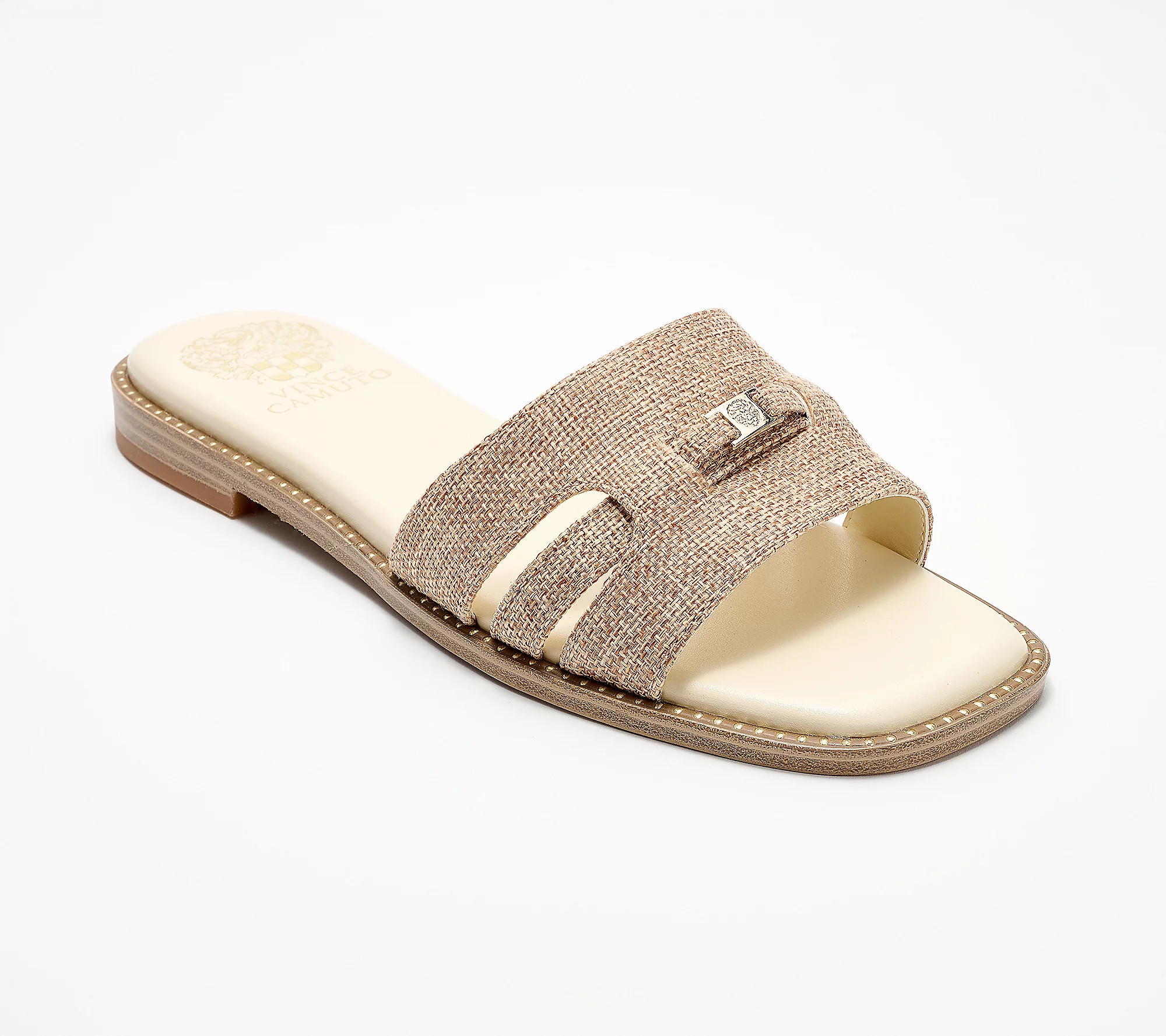 As Is Vince Camuto Padded Leather or Textile Slide Sandals | QVC