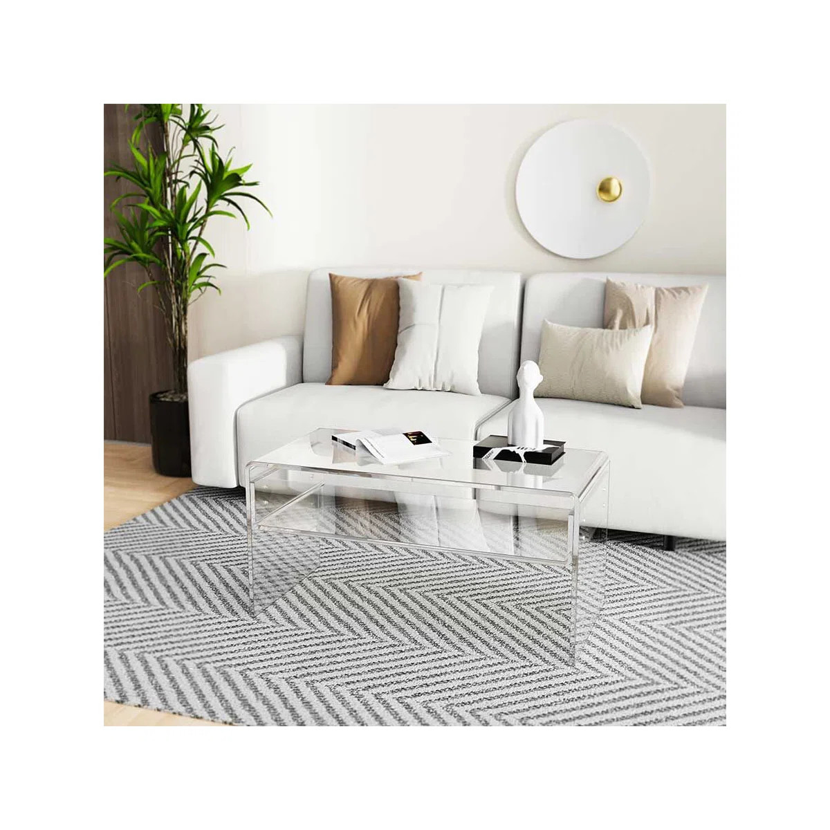 Coffee Table with Storage Shelf ,Acrylic Modern Clear End Table,32"L x 16"W x 16"H" | Wayfair North America
