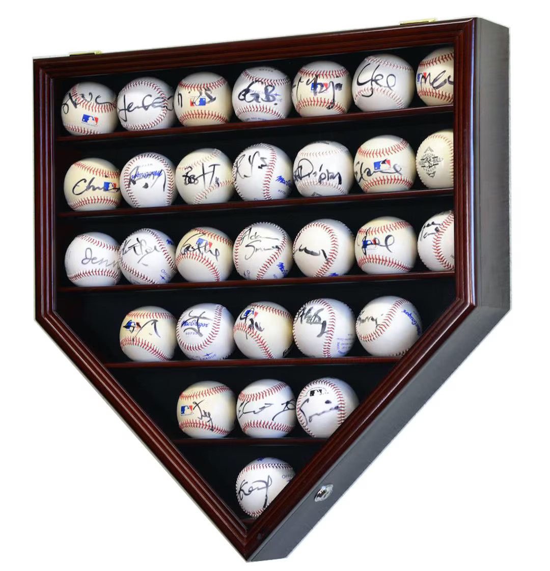 30 Baseball Display Case Cabinet Holder Rack Home Plate Shaped W/98% UV Protection Lockable - Ets... | Etsy (US)
