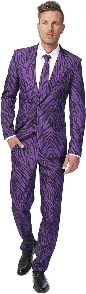 SUITMEISTER Men's Party Costume - Pimp Tiger Stripes Outfit Slim Fit - Purple | Amazon (US)