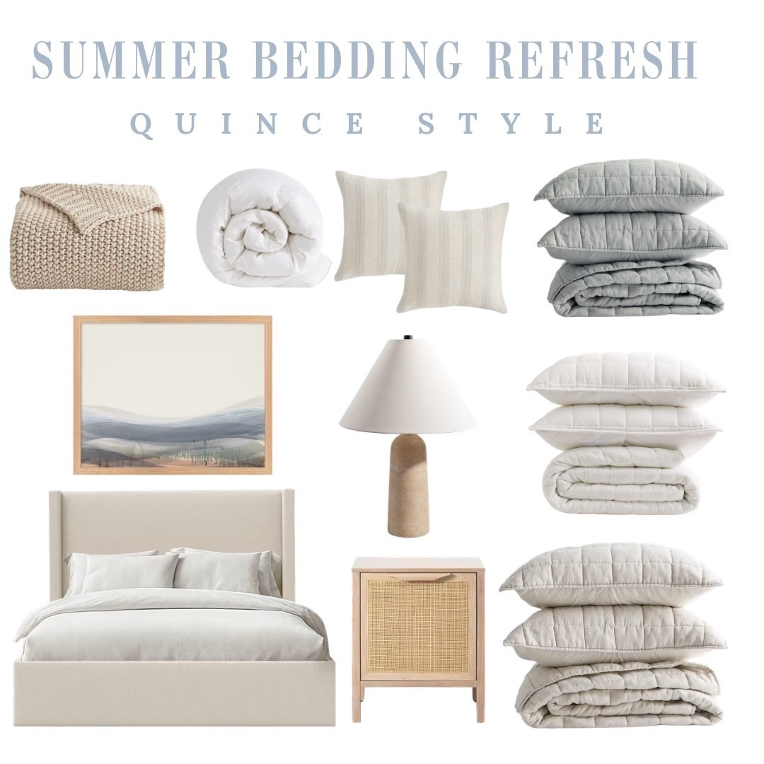 A light, airy summer bed refresh..curated for easy styling and shopping at Quince. @Quince  #quince #quincepartner

#LTKSeasonal #LTKOver40 #LTKHome