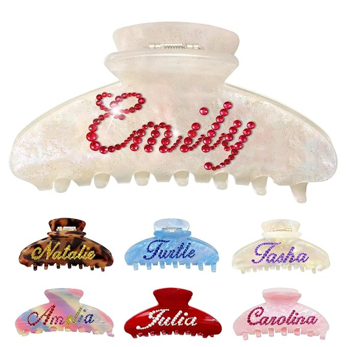 Personalized Colorful Name Hair Claw Clips for Women,Custom Hair Clips with Diamond,Cute Hair Acc... | Amazon (US)