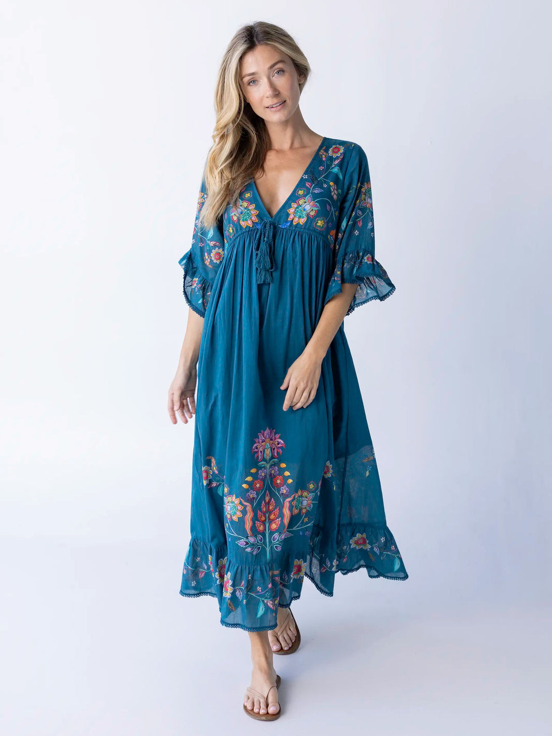 Capri Cotton Maxi Dress - Dark Teal | Natural Life