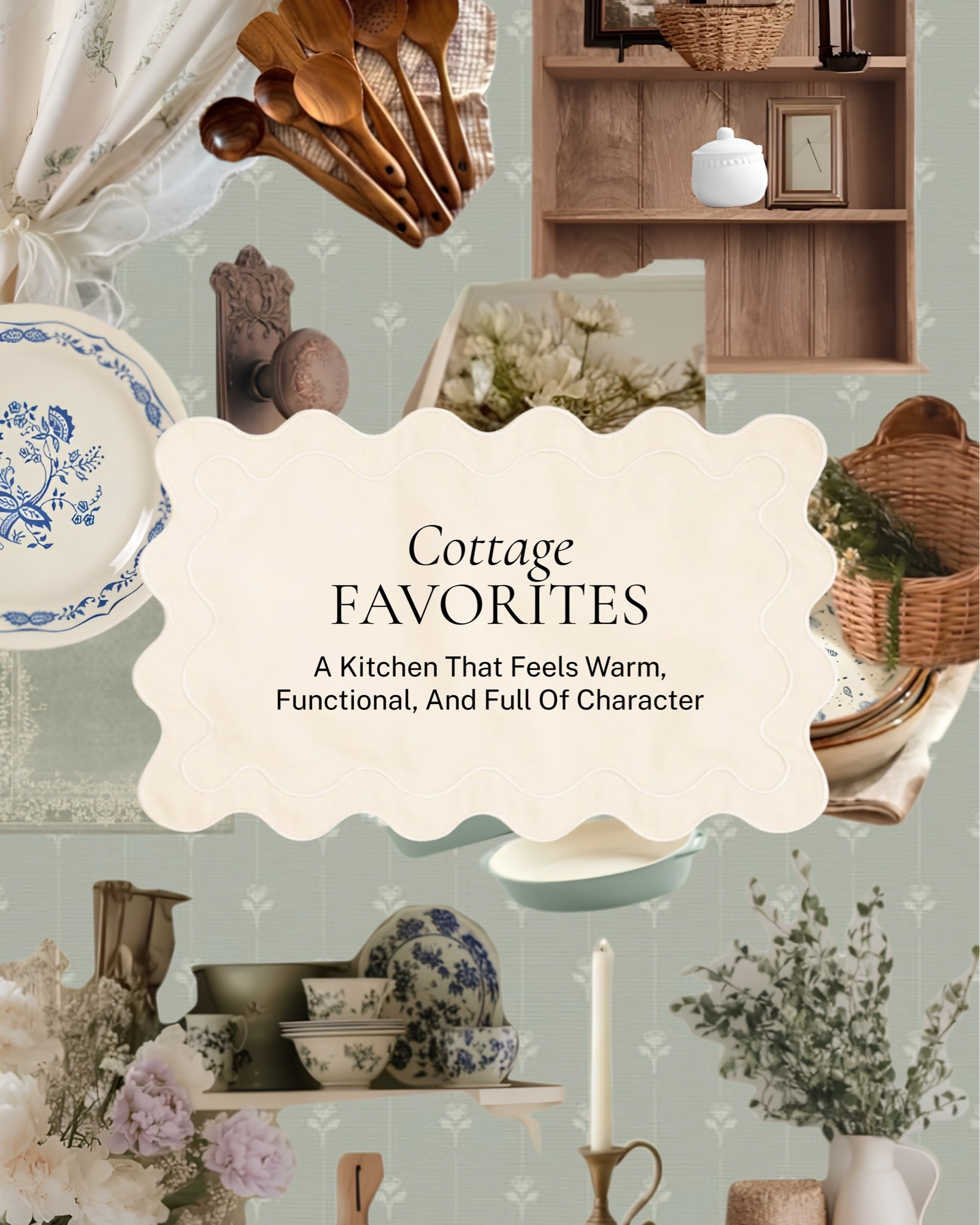 A kitchen that feels as good to cook in as it looks ✨ 

Open shelving styled with collected ceramics, blue and white transferware, woven baskets, fresh greenery, warm wood tones, and all the details that make a kitchen feel like the true heart of the home. 

All linked here 🤍 

#LTKhome