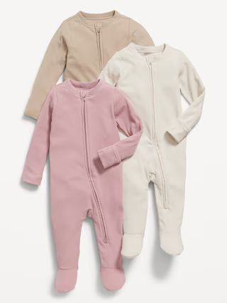 2-Way-Zip Sleep & Play Footed One-Piece 3-Pack for Baby | Old Navy (US)