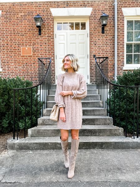 This sweater dress is a staple for fall! I am wearing an XS! It will be great to layer over too! 

Loverly Grey, fall outfit

#LTKfindsunder100 #LTKSeasonal #LTKstyletip