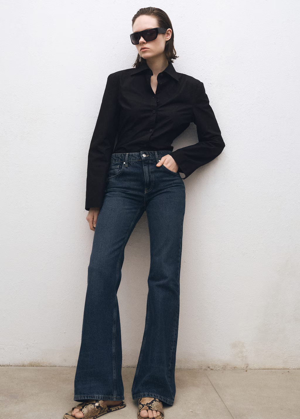 High-waist flared jeans dark blue - Women - 0 - MANGO | Mango (US/MX/AU)