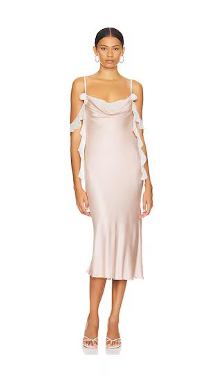 Soria Midi Dress in Blush Pink Dress | Pink Midi Dress | Pink Wedding Guest Dress | Revolve Clothing (Global)