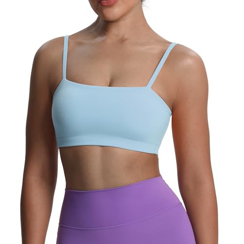 Aoxjox Women's Workout Bandeau Bras Training Fitness Running Yoga Crop Tank (Airy Blue, XX-Large) | Amazon (US)