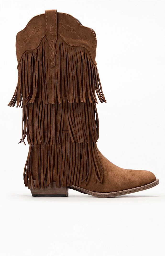 Matisse Women's Saloon Fringe Boots in Dark Brown - Size 7.5 | PacSun