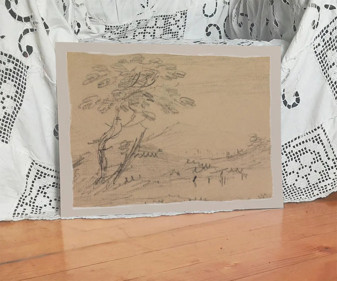 Vintage Landscape Sketch Art Print: Moody Rural Trees on Fine Art Paper #167 - Etsy | Etsy (US)