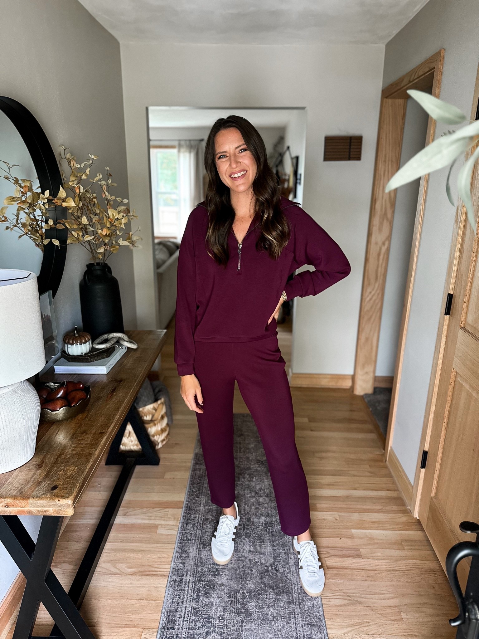 This purple/wine color is so beautiful! Use code REBECCAXSPANX for 15% off + free shipping. Medium top and small bottoms 