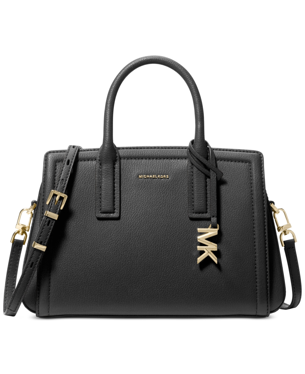 Michael Kors Women's Small Leather Satchel Bag - Black/Gold | Macy's