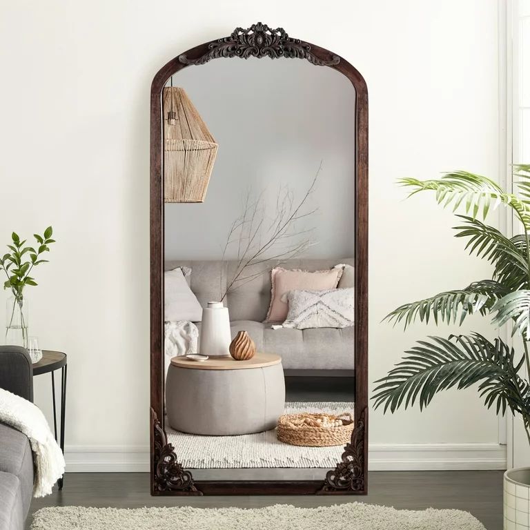 NeuType Arch Mirror Full-Length Mirror Vintage Decorative Mirror,64"*22",Natural | Walmart (US)