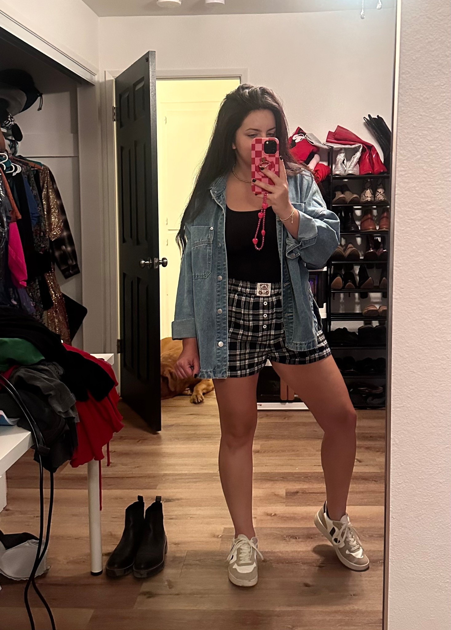 Off-duty but make it cute 💁‍♀️ Denim jacket + plaid shorts = my fall uniform 🍂 #ootd #ltkfashion
