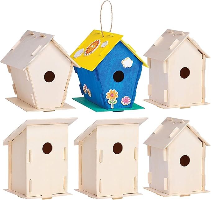 12 Wooden Birdhouses - Crafts for Girls and Boys - Kids Bulk Arts and Crafts Set - 12 DIY Unfinis... | Amazon (US)