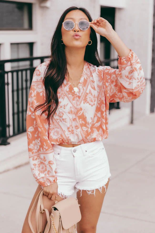 A Grand Destination Floral Coral Blouse | The Pink Lily Boutique