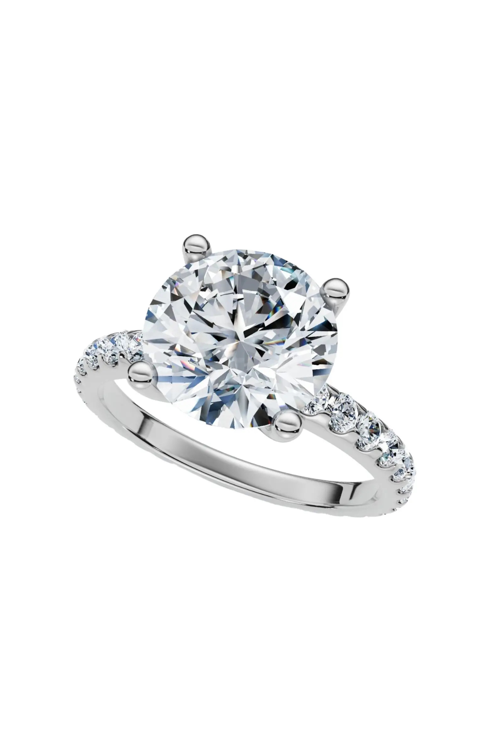 Bliss Diamond Certified 3.40Ct Round Cut Diamond Engagement Ring 14k Gold Lab Grown | Nordstrom | Nordstrom