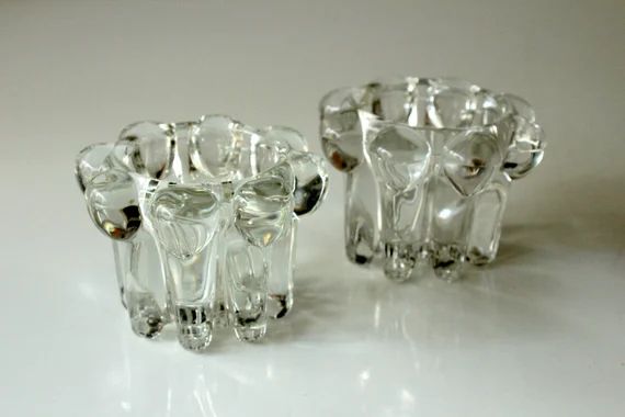 2 candleholder candlesticks VMC Reims France glass vintage | Etsy | Etsy (US)