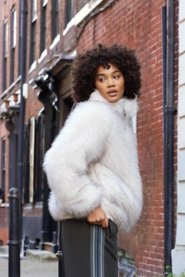 Silence + Noise Wade Faux Fur Jacket - White M at Urban Outfitters | Urban Outfitters UK