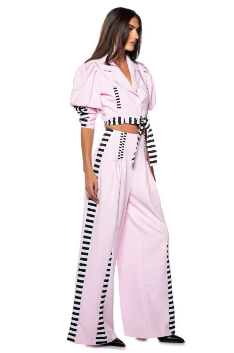 HOT GIRL STRIPED STATEMENT TROUSER in pink multi | AKIRA