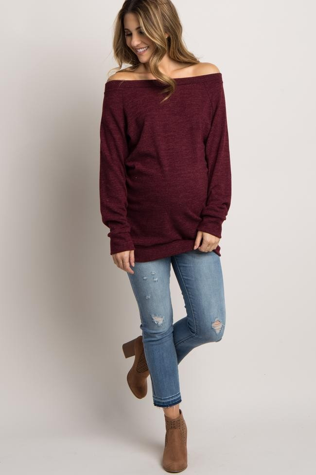 Burgundy Basic Maternity Sweater | PinkBlush Maternity