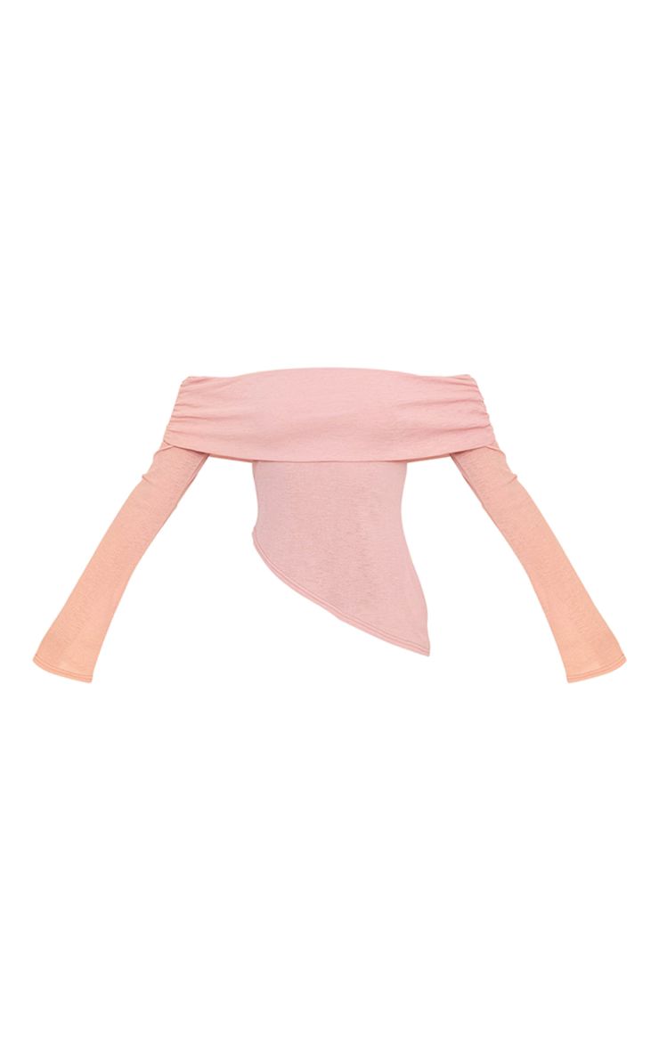 Dusty Pink Burnout Mesh Bardot Long Sleeve Top | PrettyLittleThing US