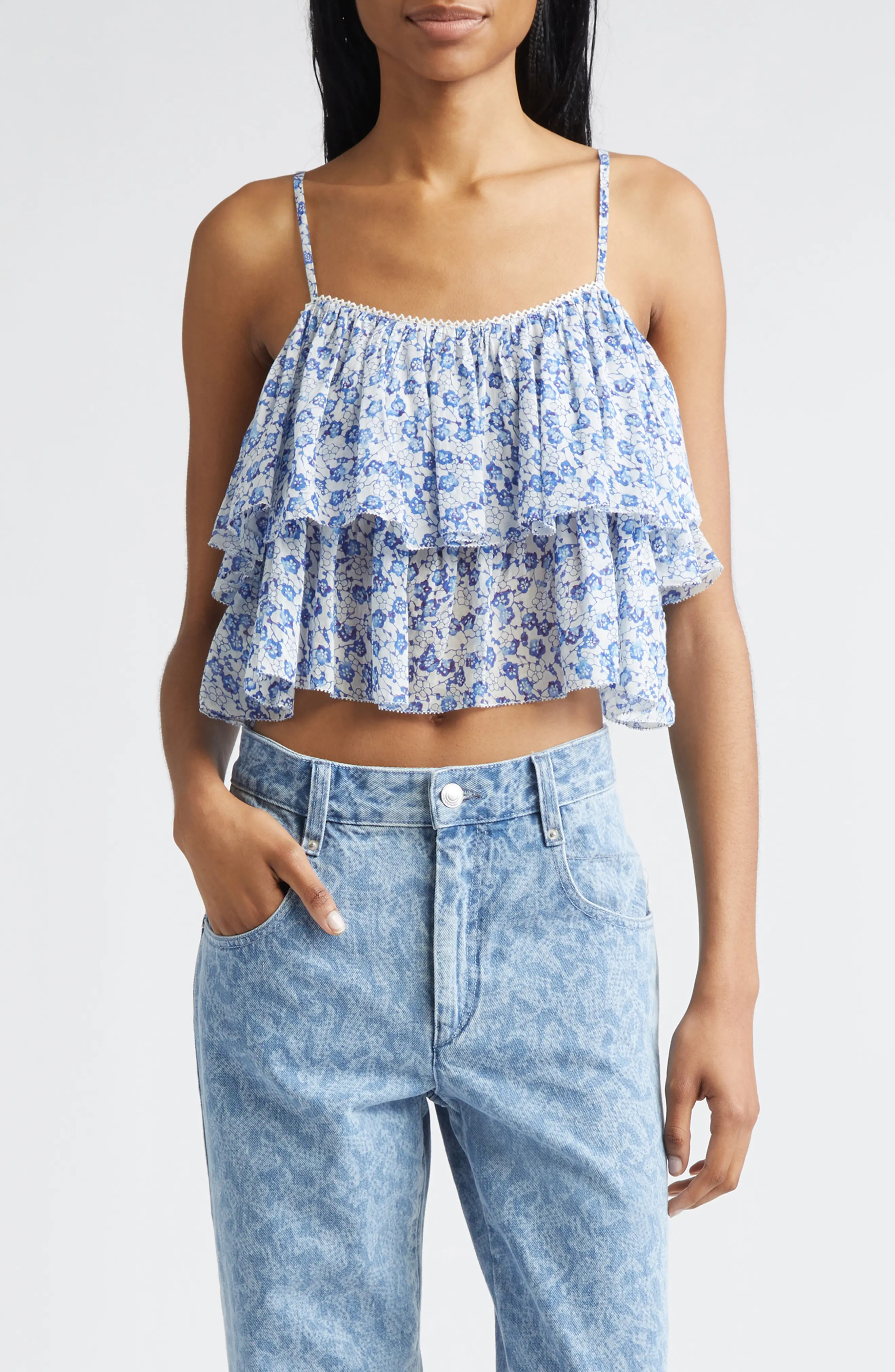 Isabel Marant \u00c9toile Erisa Floral Ruffle Crop Top (Women) | Nordstrom | Nordstrom