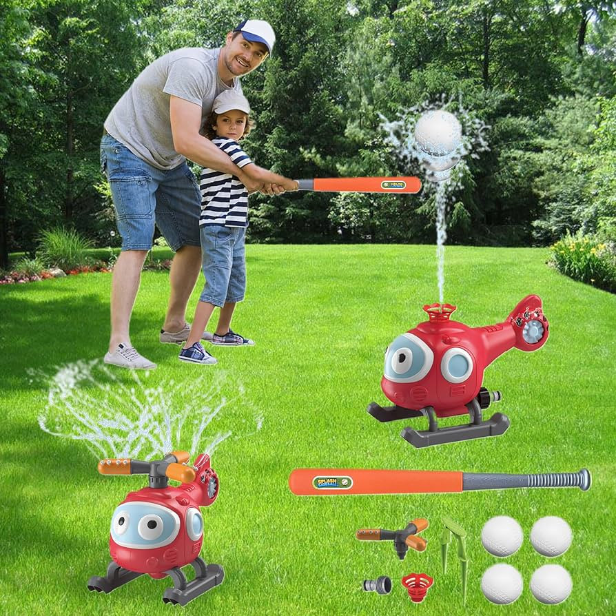 2-in-1 Water Sprinkler Baseball Snail Toy for Kids Outdoor Play, Attaches to Hose Backyard Spinni... | Amazon (US)