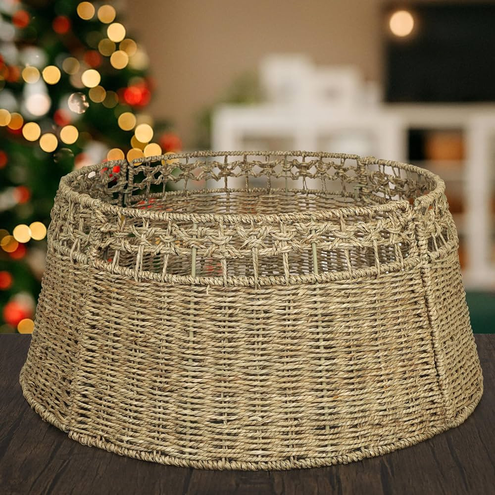 Blissun Rattan Christmas Tree Collar, Farmhouse Christmas Tree Ring, Natural Woven Rustic Christm... | Amazon (US)